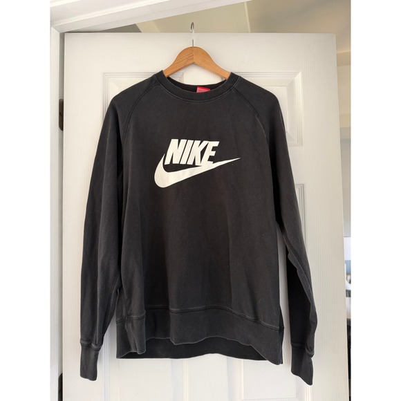 Nike Tops - Nike Womens Athletic Crewneck Black White Logo Large